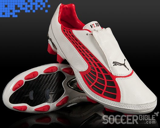 Puma v1.10 Football Boots K Leather - White/Black/Puma Red - featured image