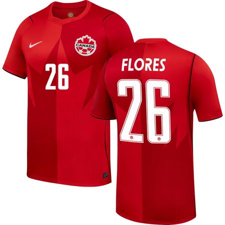 FLORES #26 Canada Home Soccer jersey World Cup 2026