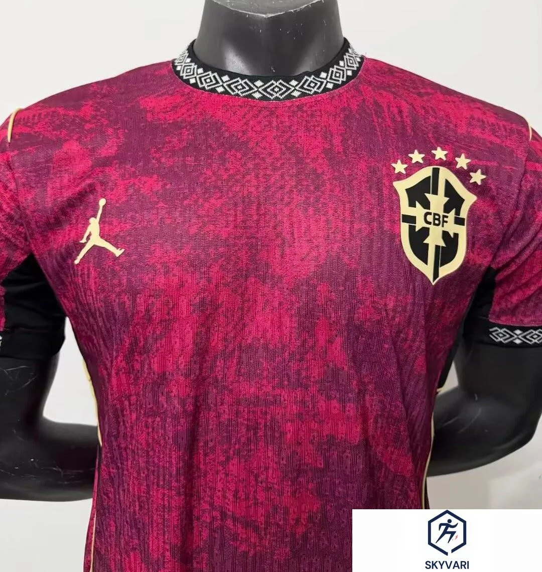 2026 Brazílie Třetí vínová dětská fotbalová sada - dres a šortky — view 3