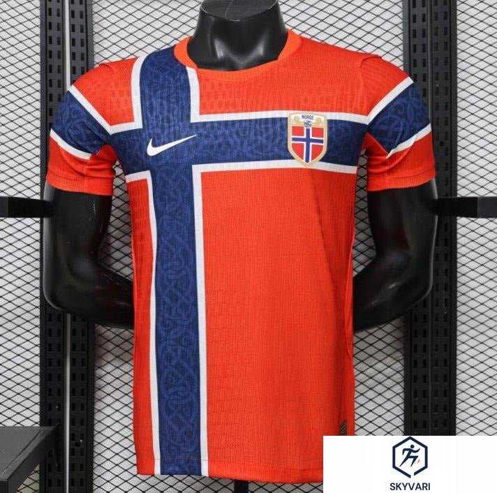 Player Version 2026 Norway Red &amp; Blue with Flag Cross Pattern Home Jersey