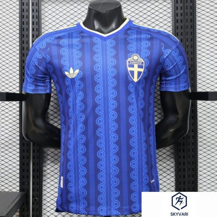 Player Version 2026 Sweden Blue with Tonal Chain Stripe Away Jersey
