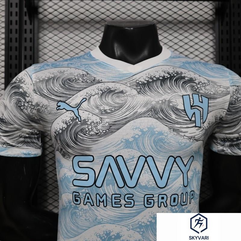 Player Version 26/27 Al-Hilal SFC White &amp; Blue Hokusai Wave Print Special Edition Away Jersey — view 3