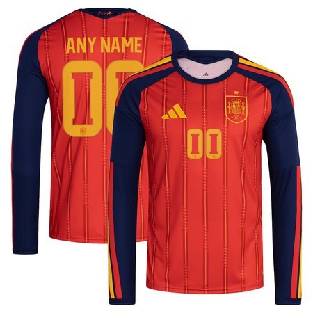 Spain Home Long Sleeve Custom Soccer jersey World Cup 2026