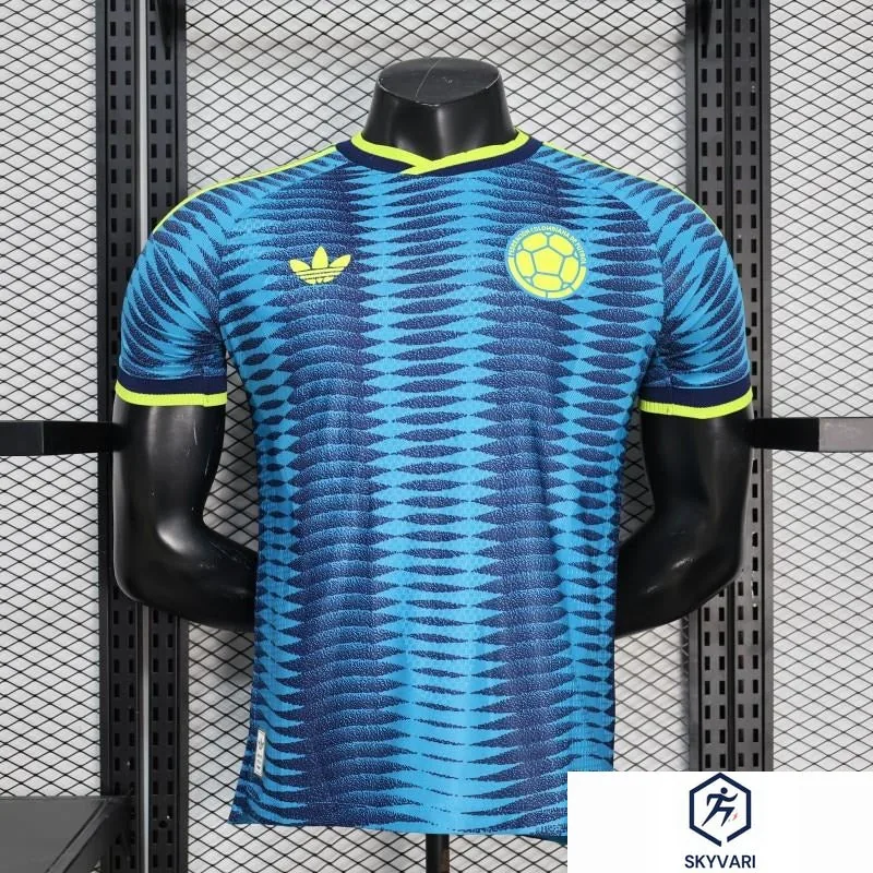 2026 Player Version Colombia Blue with Wavy Zigzag Pattern Jersey Soccer Football — view 2