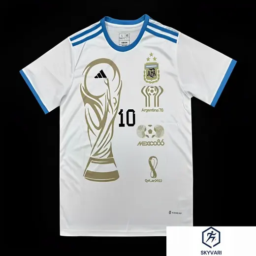3 Stars Argentina White Training Jersey With Number 10 Printing