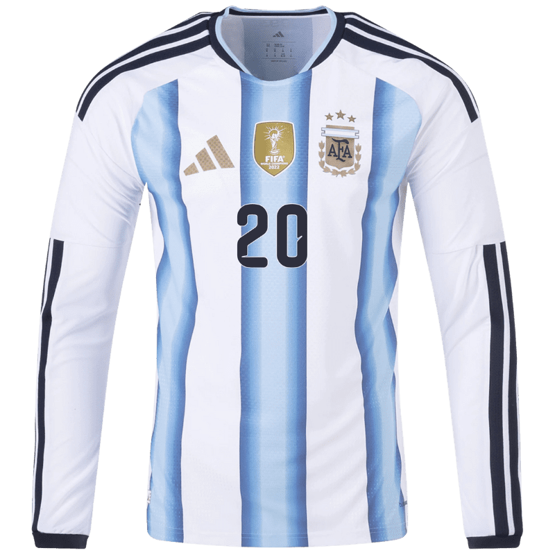Alexis Mac Allister Argentina 26/27 Long Sleeve Authentic Home Jersey — view 2