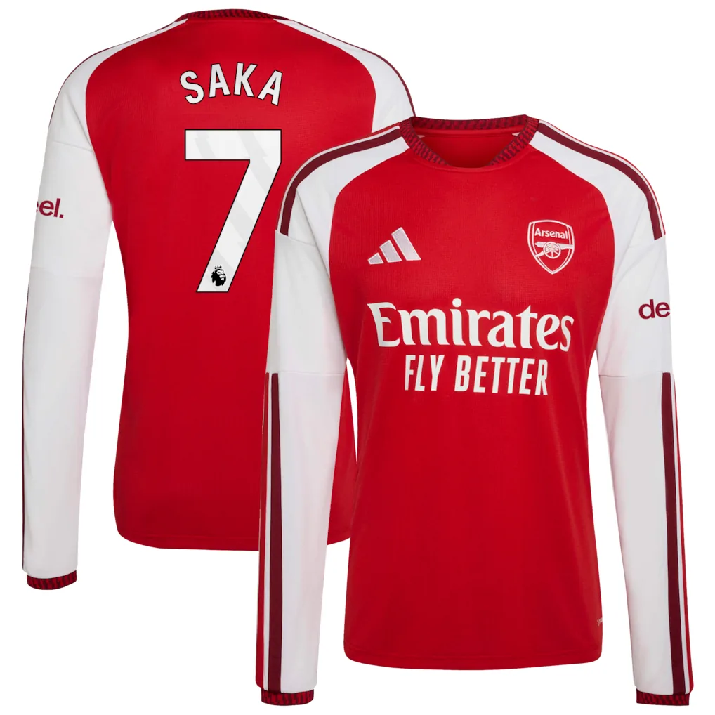 Arsenal Home Shirt 2026-27 - Long Sleeve with Saka 7 printing Soccer Football Jersey