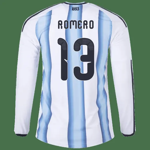 Christian Romero Argentina 26/27 Long Sleeve Authentic Home Jersey