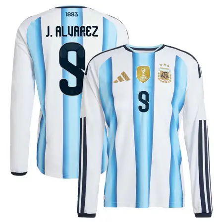 J. Alvarez #9 Argentina Home Long Sleeve Soccer jersey World Cup 2026